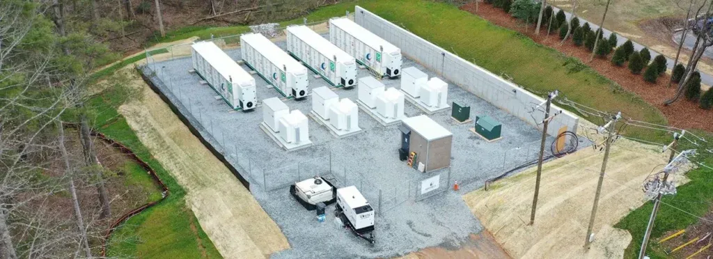 Aerial view of outdoor industrial energy facility