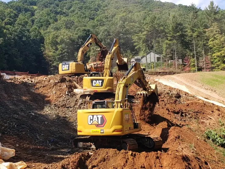 CAT excavators working on a construction site